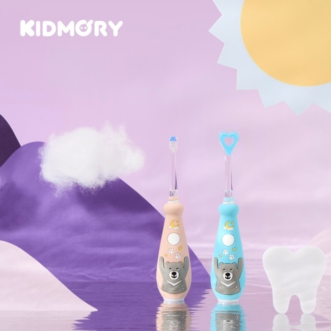 【KIDMORY】兒童炫彩音波電動牙刷 - 藍黑熊KM-266