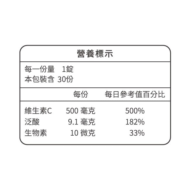 中化倍多喜C片30錠(維他命C) 袋裝 image