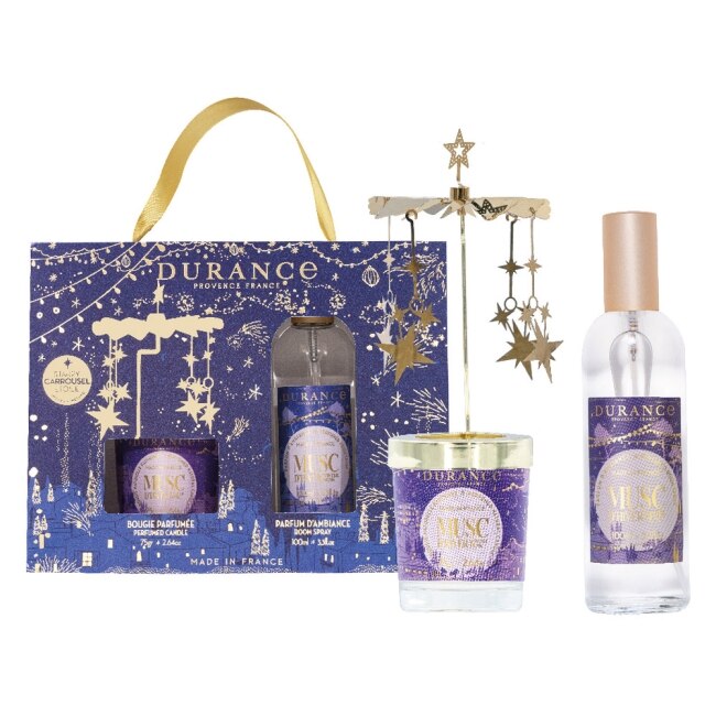 DURANCE朵昂思 漫天星星香氛禮盒[蠟燭75g+居家噴霧100ml+旋轉燭罩]-冬麝香