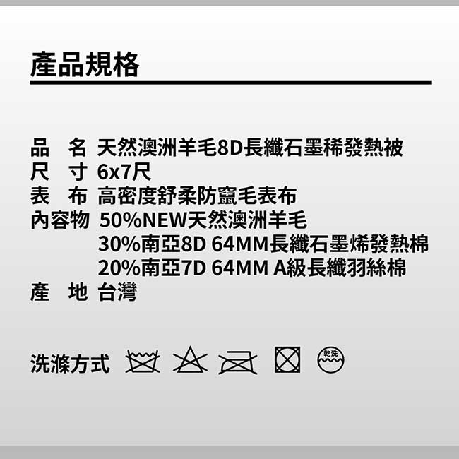 【家購網嚴選】石墨烯羊毛被6x7尺(台灣製)