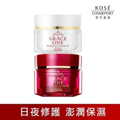 KOSECOSMEPORT 【KOSE極上活妍】特濃彈力修護日夜精華組100g*2(日霜+晚霜/防曬/撫紋/緊緻/修護/保濕)