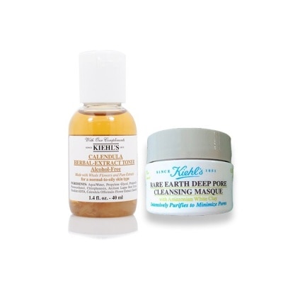 KIEHL S KIEHLS契爾氏 明星商品旅行組(金盞花化妝水40ml+白泥面膜14ml)