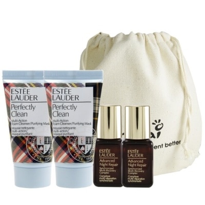 ESTEE LAUDER 雅詩蘭黛 Estee Lauder 雅詩蘭黛細緻潔面乳30mlx2+特潤超導修護露7mlx2+袋