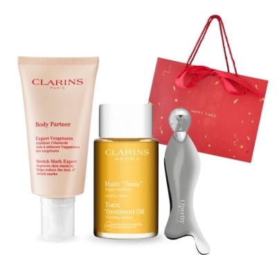 CLARINS 克蘭詩 CLARINS 克蘭詩 孕婦宛若新生調和按摩組[撫紋霜+護理油+按摩器+禮袋]-國際航空版