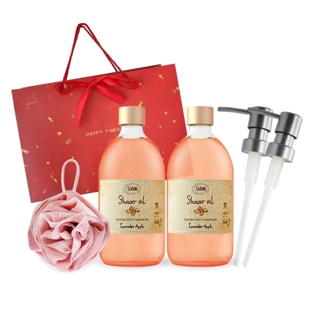 SABON 雙瓶沐浴油(500ml)送玫瑰沐浴球-國際航空版- 香蘋薰衣草X2