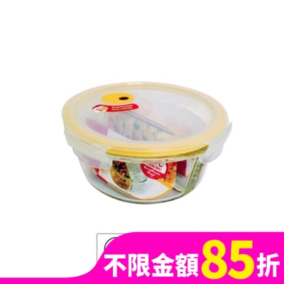 LOCK&LOCK樂扣樂扣 樂扣樂扣輕鬆熱分隔玻璃保鮮盒圓形900ML