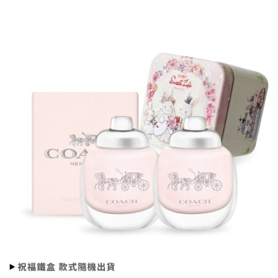 COACH COACH 時尚經典女性淡香水情人節愛心祝福淡香水禮盒(4.5mlX2)+祝福鐵盒-專櫃公司貨