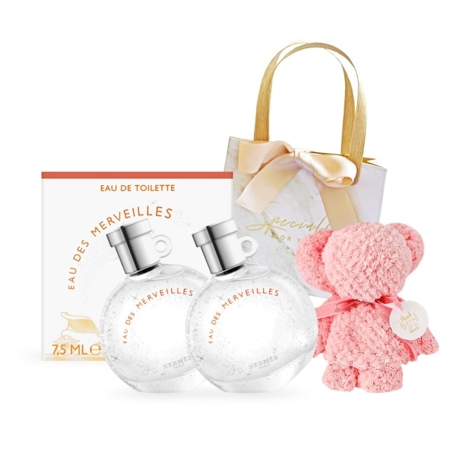 HERMES 愛馬仕 橘彩星光限定淡香水[7.5mlX2+小熊造型毛巾](附提袋)