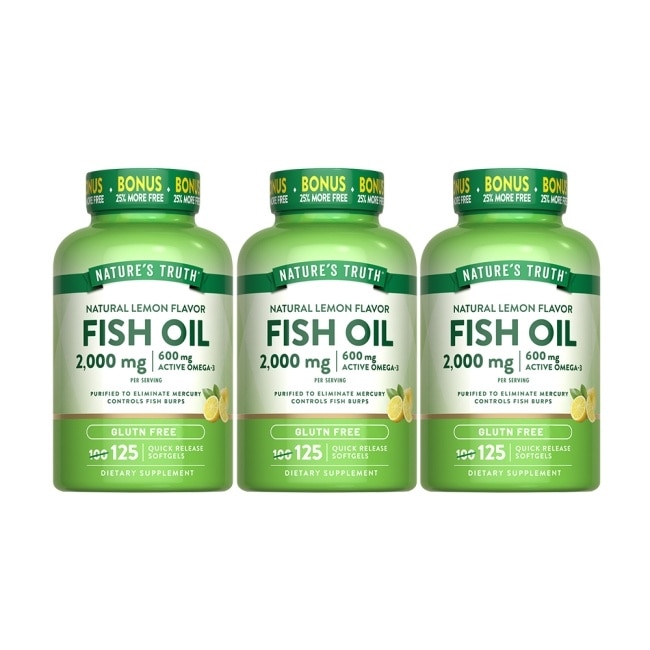 綠萃淨 TG型魚油檸檬味軟膠囊x3瓶組(125粒/瓶)