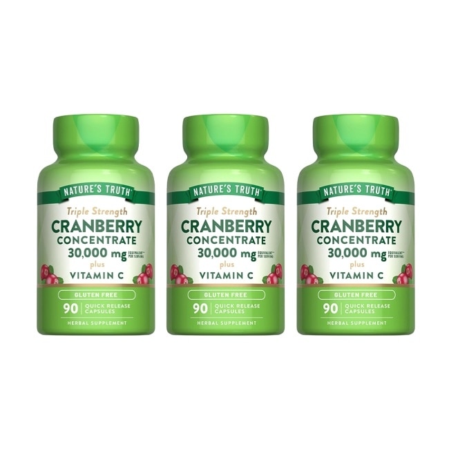 綠萃淨 50倍濃縮蔓越莓+C膠囊x3瓶組(90粒/瓶)