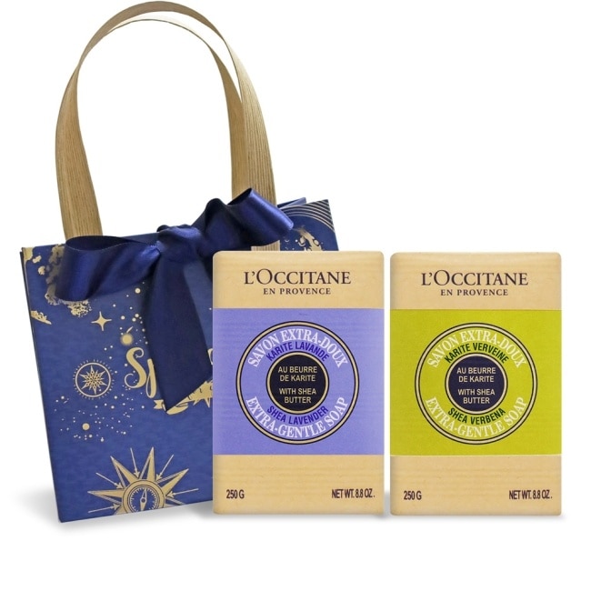 L’OCCITANE 歐舒丹 乳油木薰衣草皂+馬鞭草皂(250gX2)送禮袋-專櫃公司貨