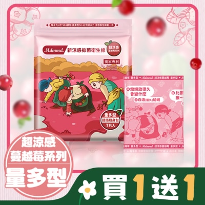 MDMMD Mdmmd.新涼感抑菌衛生棉(超涼感)-量多型【蔓越莓】28cm / 7片