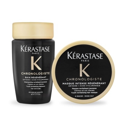 K’ERASTASE卡詩 - KERASTASE 卡詩 黑鑽極萃逆時洗護超值組-髮浴+髮膜-國際航空版