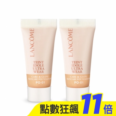 LANCOME蘭蔻 LANCOME 蘭蔻 零粉感光澤持妝粉底(5ml)X2#PO-01-專櫃公司貨