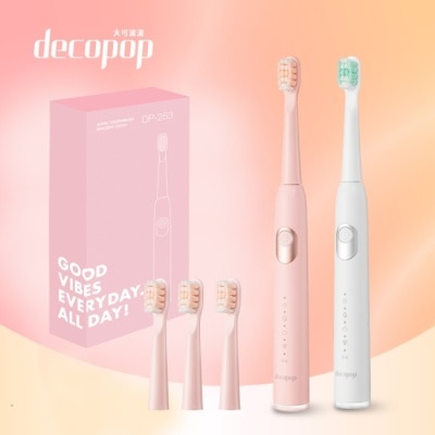 decopop 大可波波 decopop極淨鑽白音波電動牙刷DP-253(粉)