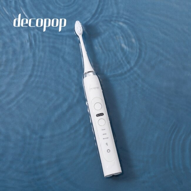 decopop極淨煥白音波電動牙刷DP-602(格陵蘭白)送刷頭8支