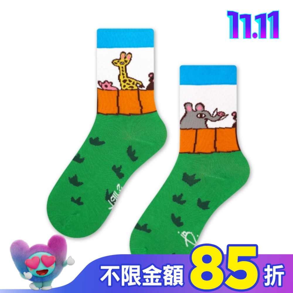 【in Pairs】兒童塗鴉-動物園-中筒襪(M號)