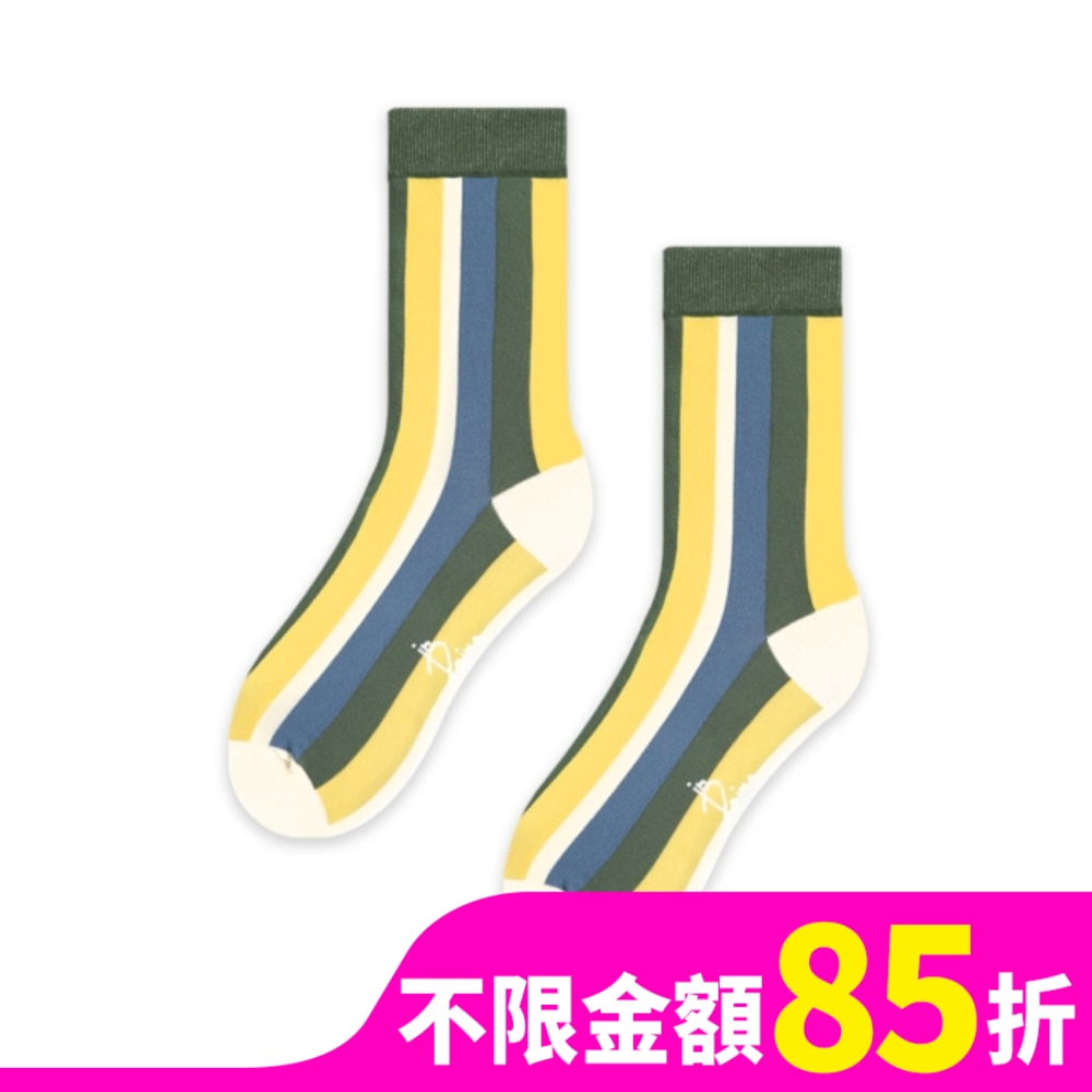 【in Pairs】直條紋-綠-中筒襪(M號)
