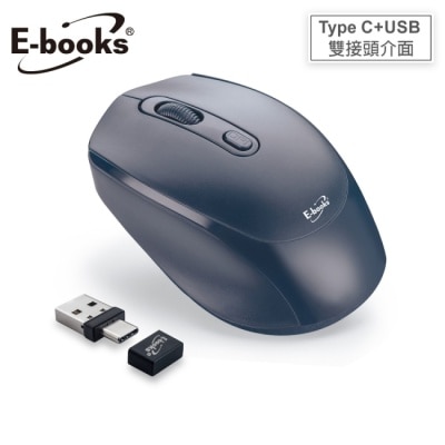 E-BOOKS E-books M74 四鍵式Type C+USB雙介面靜音無線滑鼠