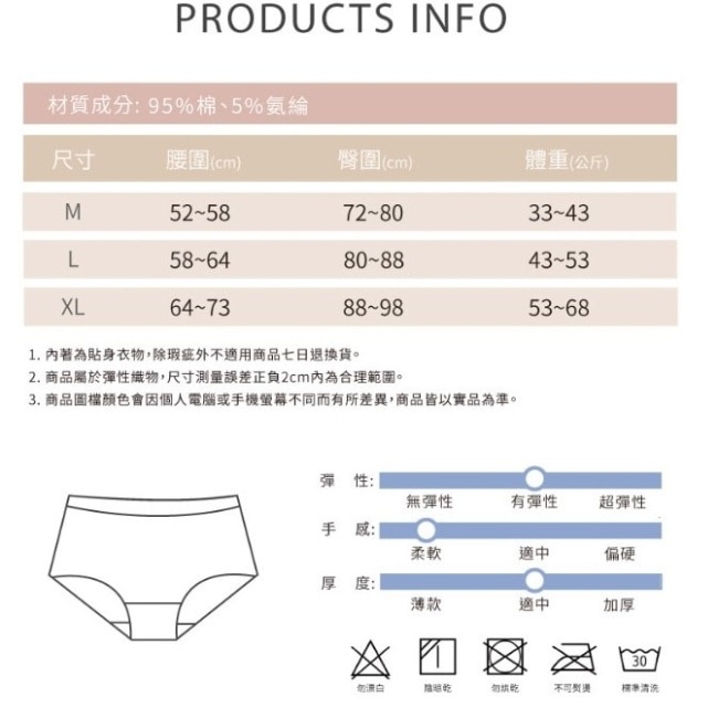 阿華有事嗎-粉嫩純色天氣小圖純棉內褲-淺粉(M)