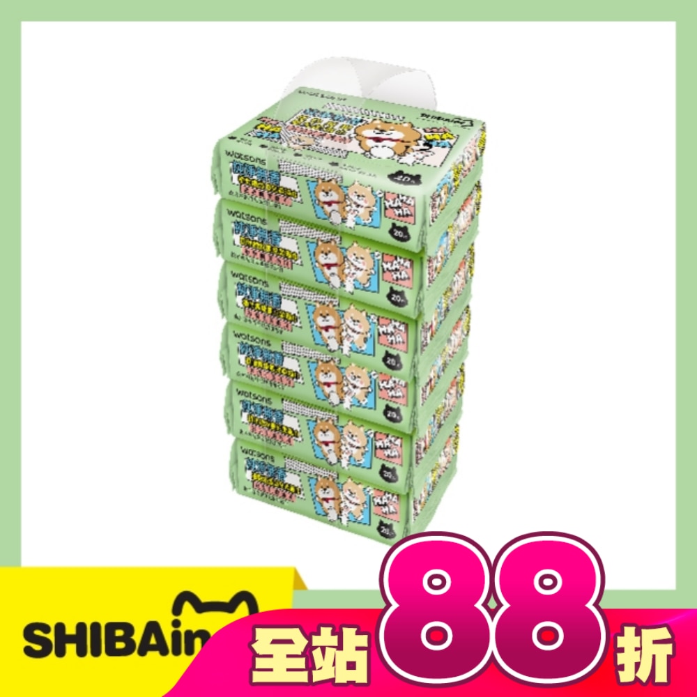屈臣氏無香嬰兒柔濕巾20片6包(柴犬工房)