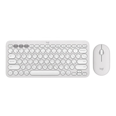 LOGITECH 羅技 Pebble 2 Combo 無線藍牙鍵盤滑鼠組 - 珍珠白