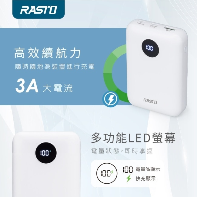 【台灣製造】RASTO RB35 電量顯示雙向快充版行動電源