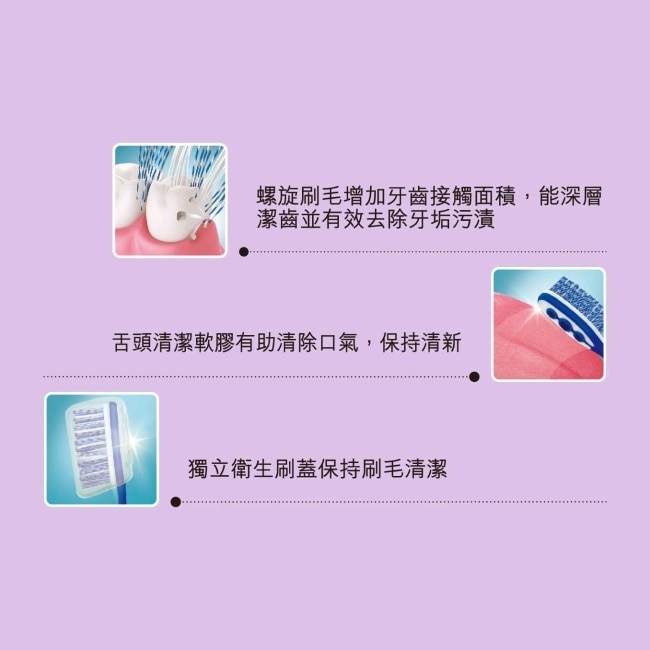 屈臣氏螺旋潔淨牙刷(軟毛附蓋)3入