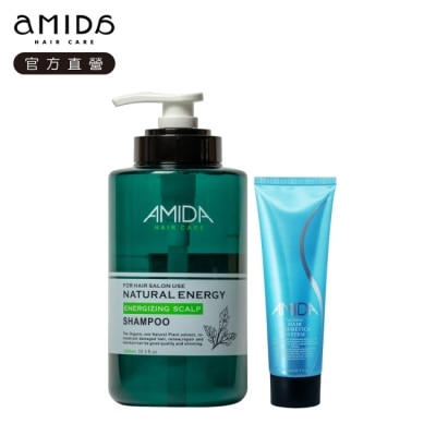AMIDA AMIDA 蜜拉平衡控油洗髮精1000ml+水精靈輕羽膜魔髮乳200ml
