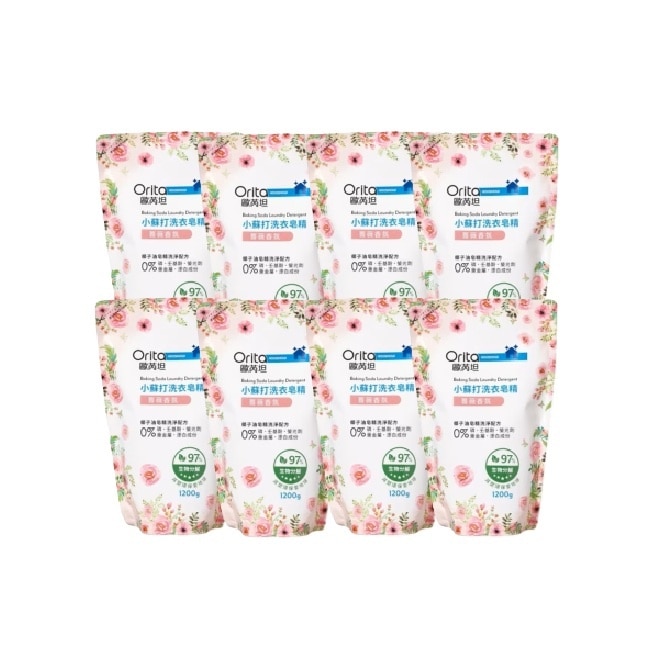 歐芮坦小蘇打洗衣皂精補充包(薔薇香氛)1200g-8入-箱購