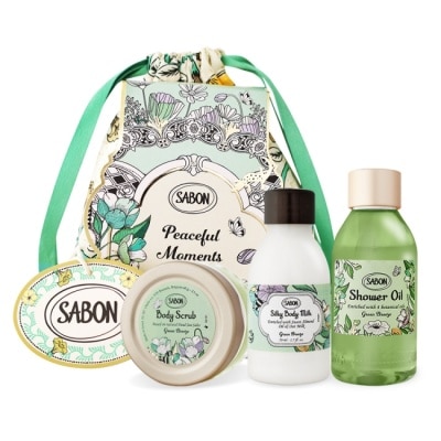 SABON SABON 感官境遇 明星三部曲禮盒-微風拂綠[沐浴油100ml+磨砂膏60g+身體乳50ml]-百貨公司貨