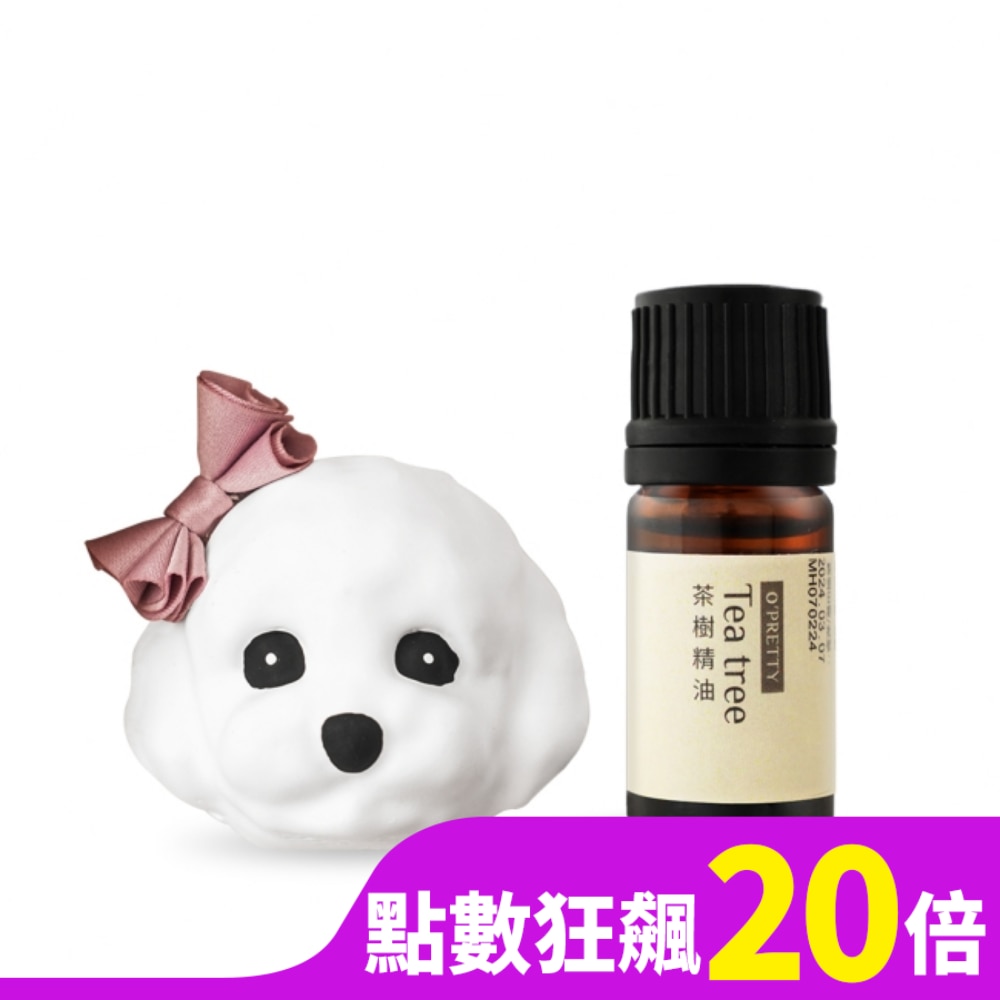 OPRETTY O’Pretty 歐沛媞 室內/車用 香氛擴香組【蝴蝶結貴賓擴香石+茶樹草本精油(5ml)】