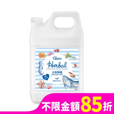 GREEN 綠的植物抗菌潔手慕斯-水族樂園加侖桶3800ml