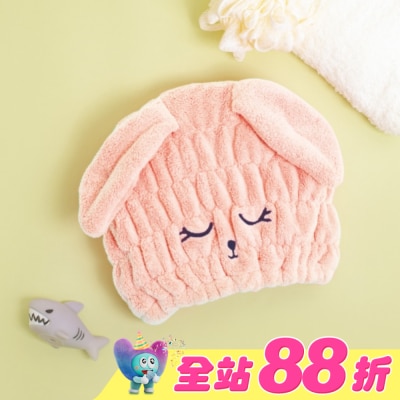 Miine - Miine動物造型擦髮帽-閉眼兔子