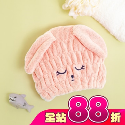 Miine - Miine動物造型擦髮帽-閉眼兔子