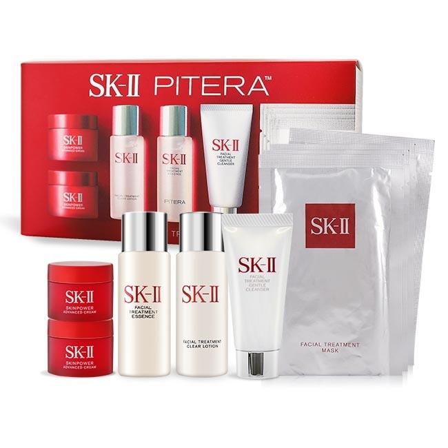 SK-II 9件體驗組(洗面乳20ml+青春露30ml+亮采水30ml+致臻活膚霜15gX2+面膜X4)-國際航空版