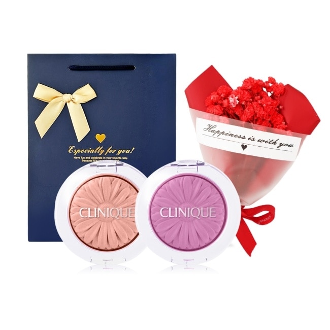 CLINIQUE 倩碧 花漾腮紅買一送一3.5gX2(#05+#15) 贈花束+禮袋-國際航空版