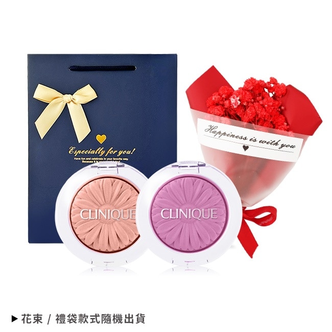 CLINIQUE 倩碧 花漾腮紅買一送一3.5gX2(#05+#15) 贈花束+禮袋-國際航空版