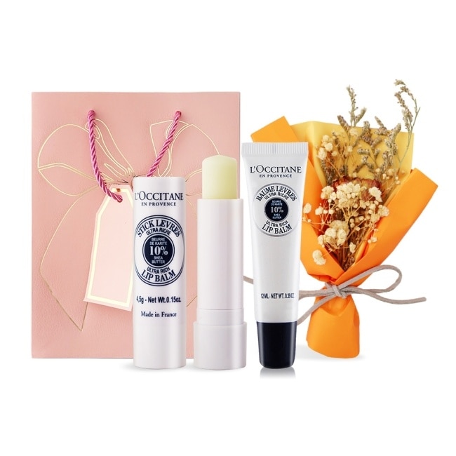 L’OCCITANE 歐舒丹 愛你如初情人節禮-乳油木保濕護唇組(12ml+4.5g)