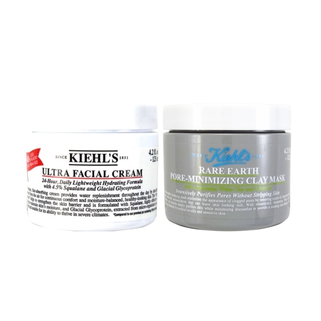 KIEHLS冰河醣保濕霜125ml+亞馬遜白泥面膜 125ml(國際航空版)