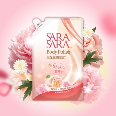 SARASARA 莎啦莎啦 莎啦莎啦-拋光緊膚沐浴乳(牡丹雪松香)補充包800g