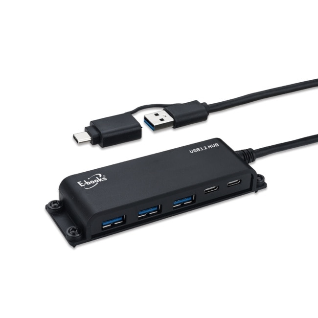 E-books H22 長線型Type C+USB 3.2可固定5孔集線器