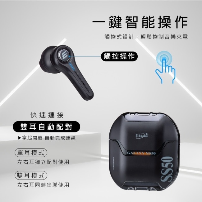 E-books SS50 高階款TWS真無線藍牙5.3耳機