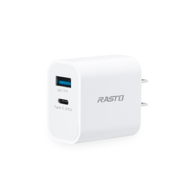 【台灣製造】RASTO RB30 20W 智能PD+QC3.0雙孔快速充電器