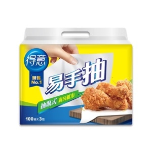 得意易手抽抽取式廚房紙巾100抽3包 image