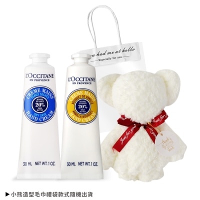 L OCCITANE L’OCCITANE 歐舒丹 經典2入護手霜30ML送小熊毛巾-乳油木+香草-國際航空版