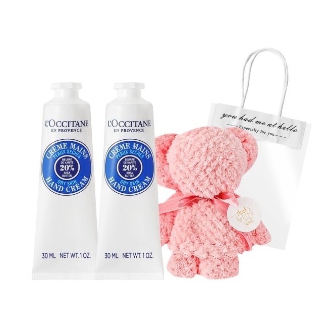 L’OCCITANE 歐舒丹 經典2入護手霜送小熊毛巾-乳油木30ml+乳油木30ml-國際航空版