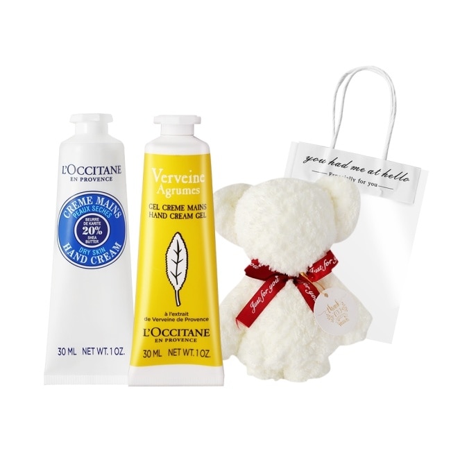 L’OCCITANE 歐舒丹 經典2入護手霜送小熊毛巾-乳油木+果漾馬鞭草