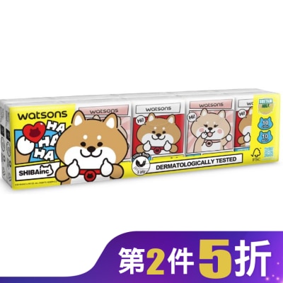 Watsons 屈臣氏 屈臣氏迷你紙手帕3層10抽10包(柴犬工房)