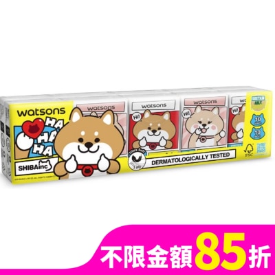 Watsons 屈臣氏 屈臣氏迷你紙手帕3層10抽10包(柴犬工房)